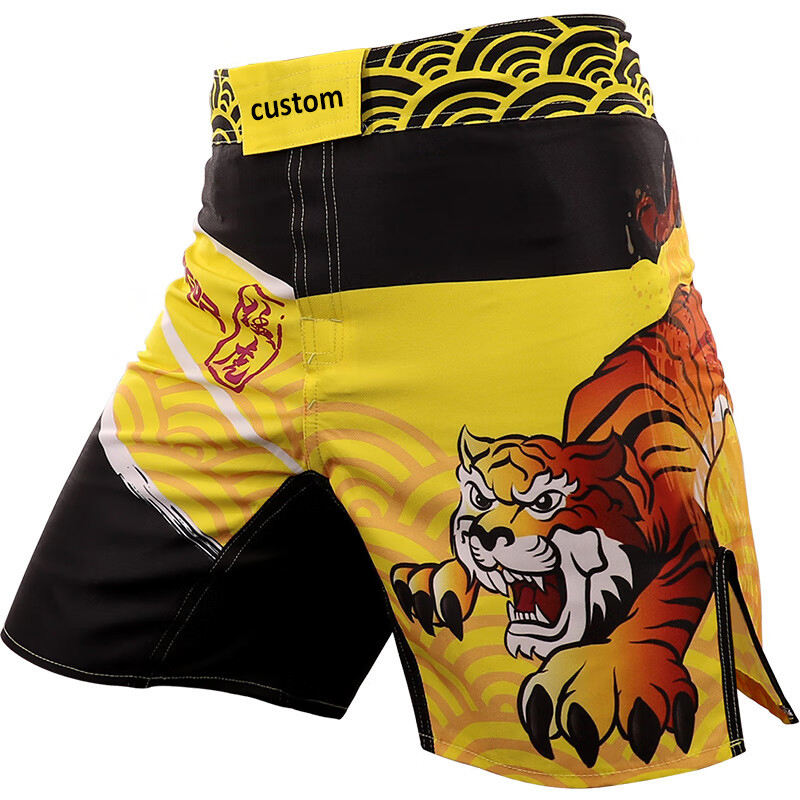 Power Punch Vibrant Contrast Trim Custom Brand Embroidered Boxing Shorts Angle 2