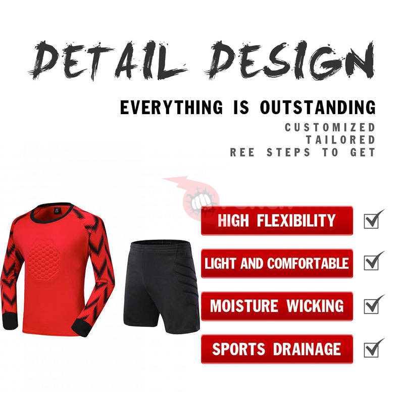 Power Punch Soft Men Football Soccer Goalkeeper Jersey Training Goalkeeper and Plain Uniforms | - Angle 2