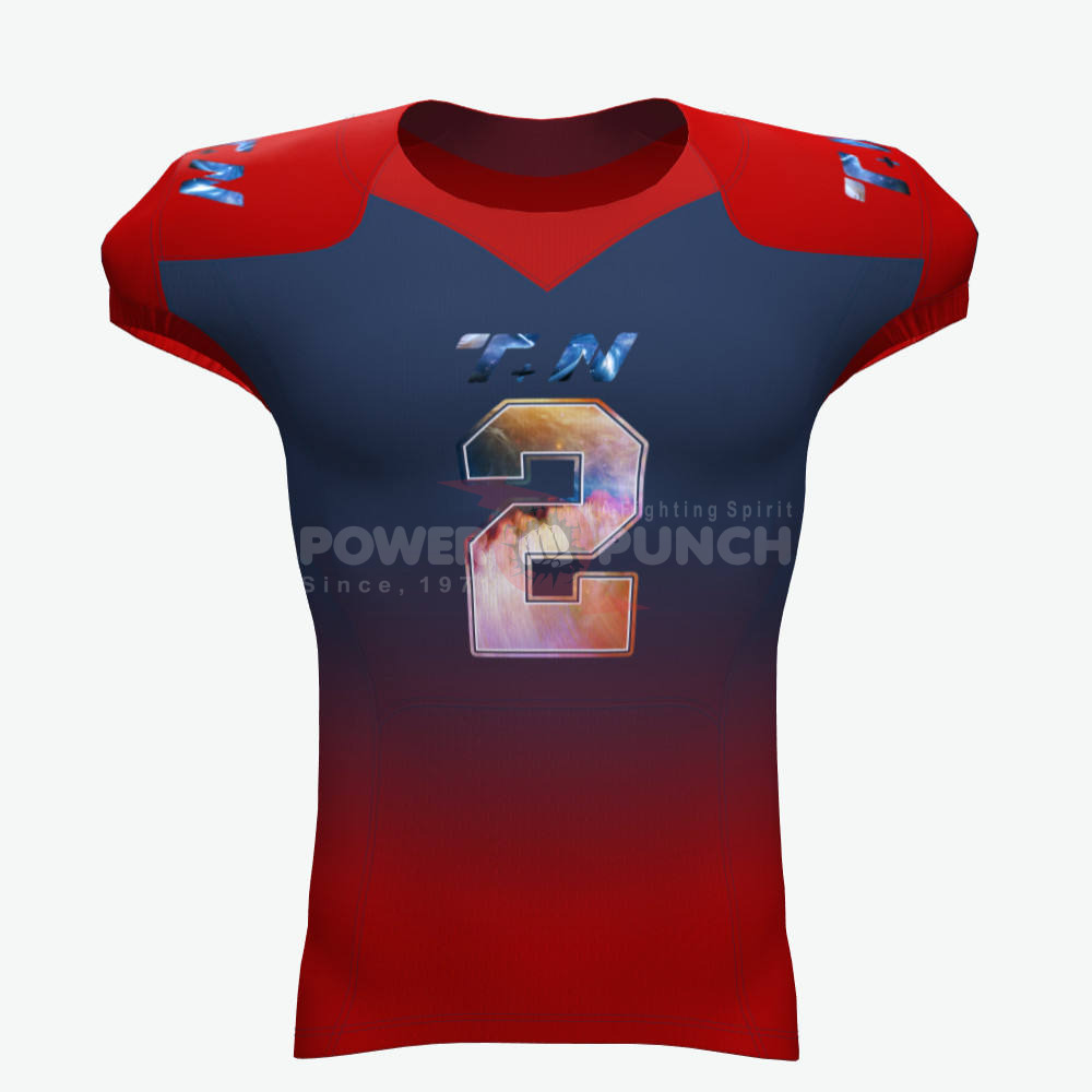 Power Punch Professional Vintage Style American Football Uniforms Soccer Jerseys Long Sleeve Sh - Angle 2