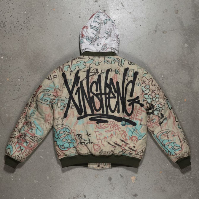 Power Punch Streetwear Custom Thick Polyester Cotton Baggy Cropped Zip up Graphic Angle 3