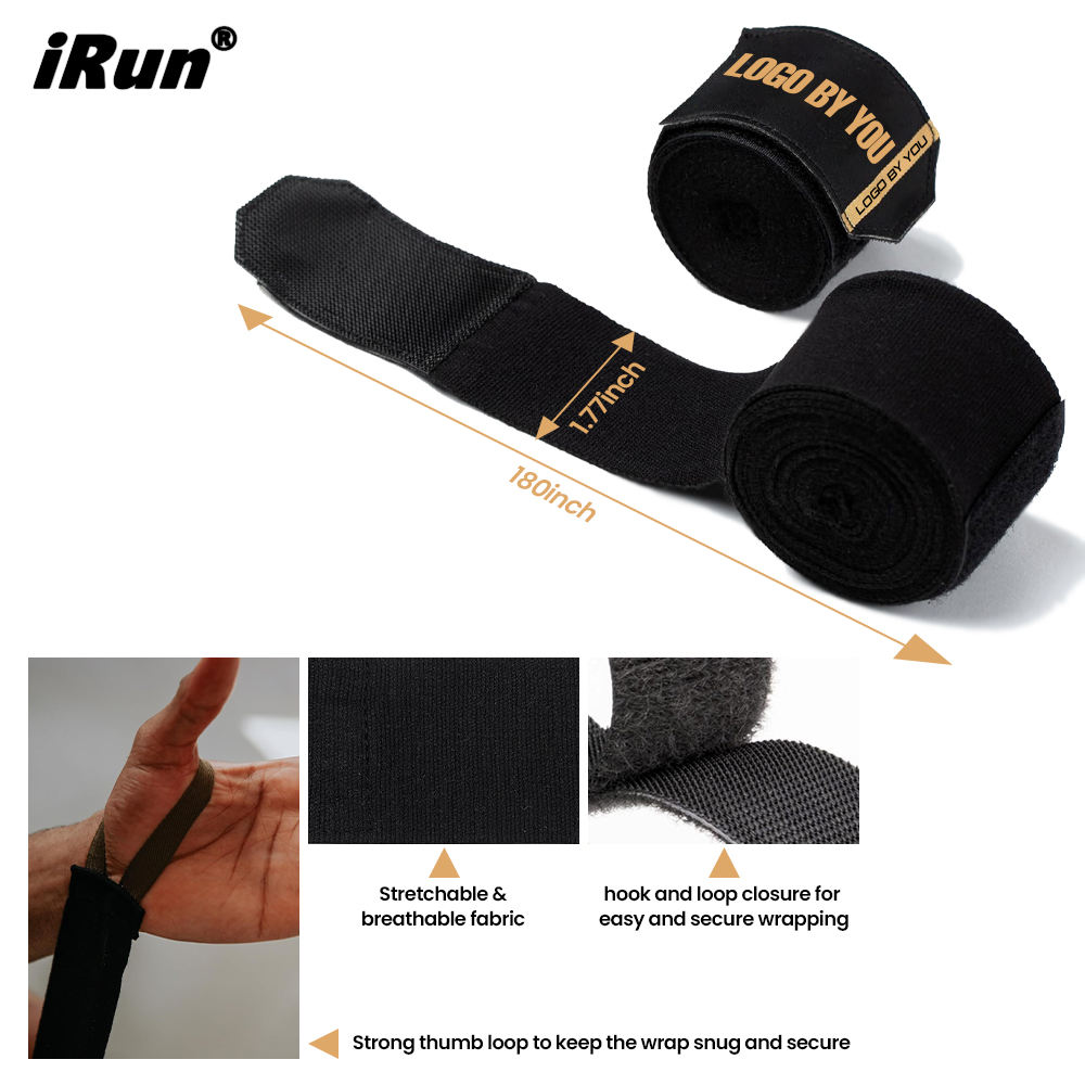 Power Punch IRun Customized Color Boxing Hand Wraps Elastic Polyester Bandage Custom Angle 2