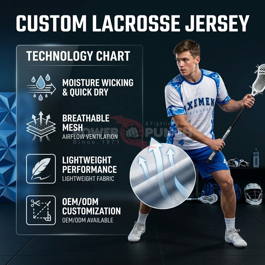 Power Punch Premium Quality Custom lacrosse Jersey in Low MOQ Sublimated Custom lacrosse Unifor - Angle 2