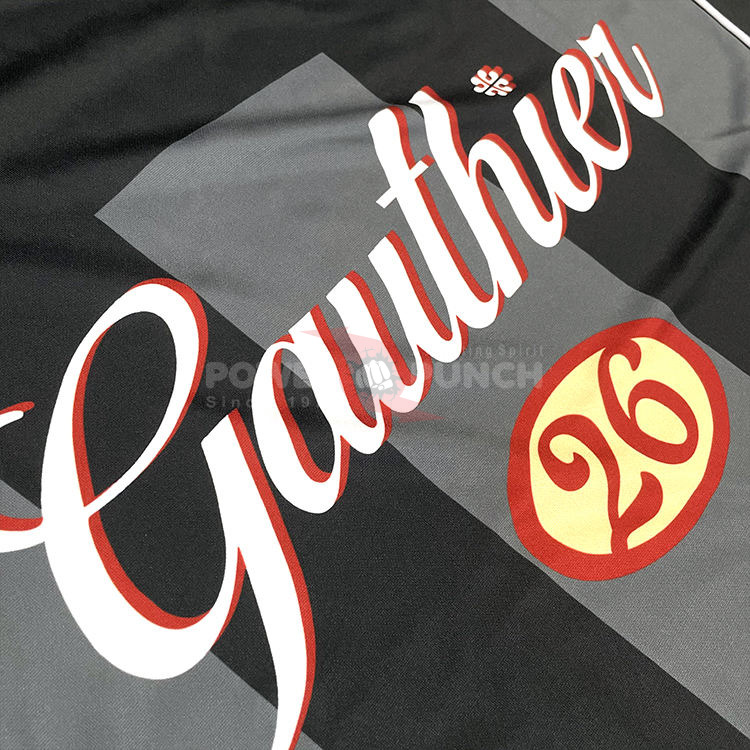 Power Punch Custom Football Shirts Polyester Black Trendy Striped Pattern Sublimation Classic R - Angle 5