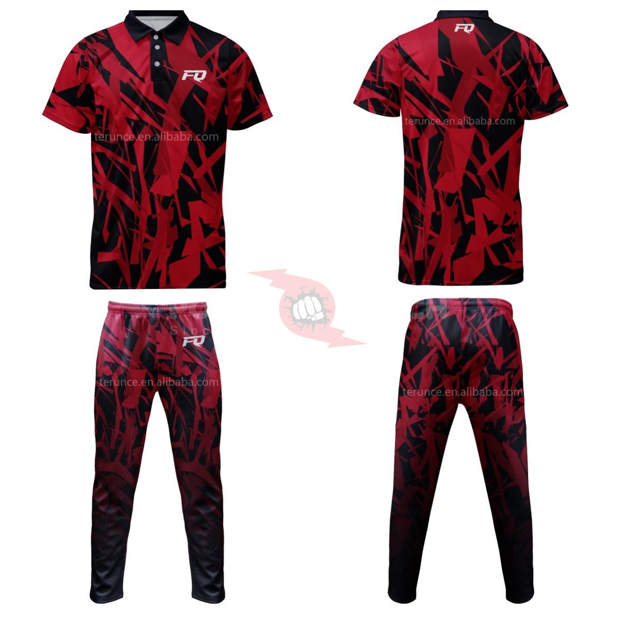 Power Punch PURE Custom Sublimation Cricket Long Sleeve Polo Shirts Wholesale Cricket Pants Jer - Angle 4