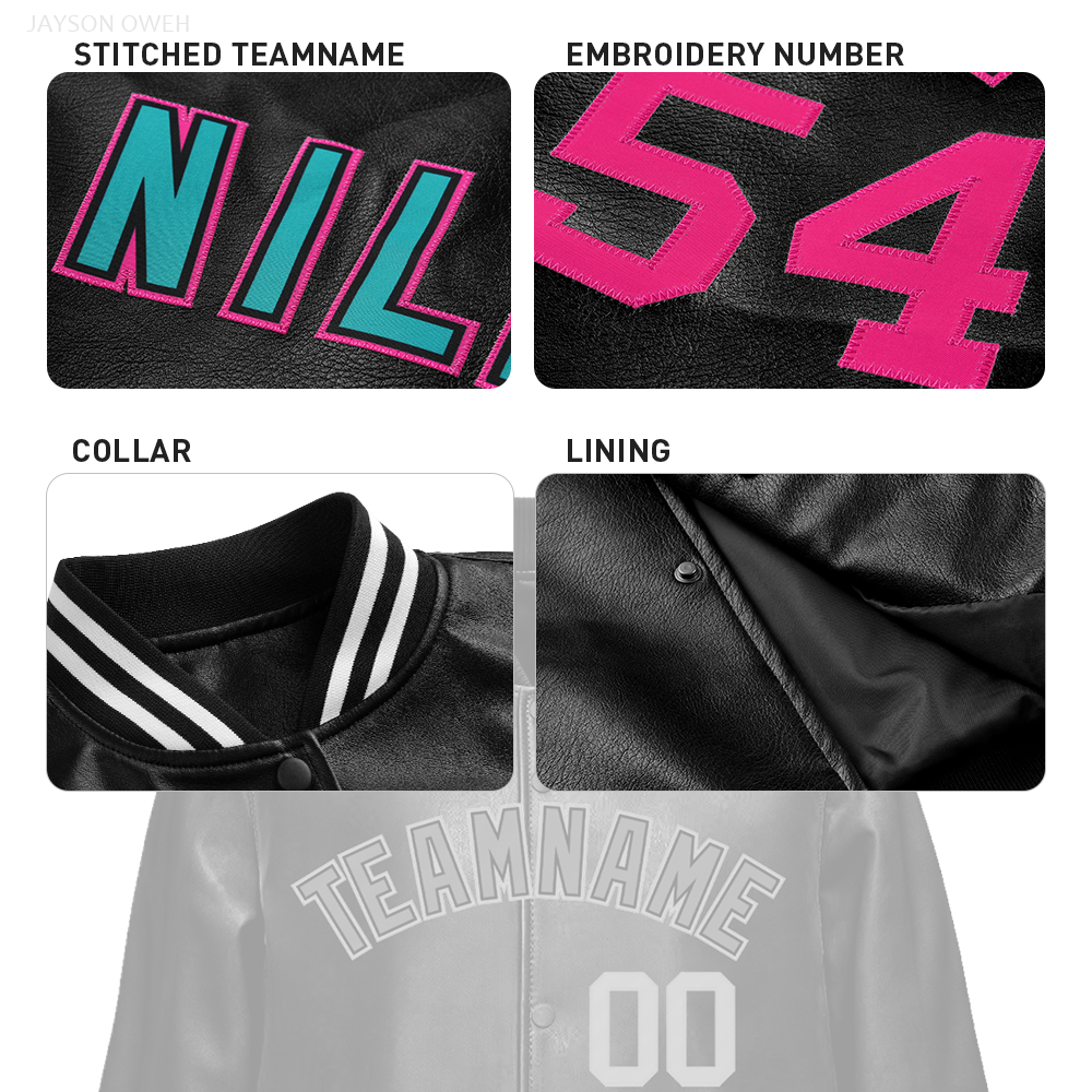 Power Punch High Quality OEM Full Leather Blank Varsity Jacket Plus Size Customizable Angle 4