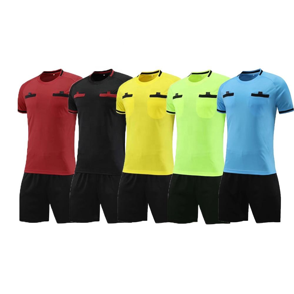 Power Punch Wholesale Professional Referee Clothing Mesh Plain Soccer Referee Jersey Blue Footb