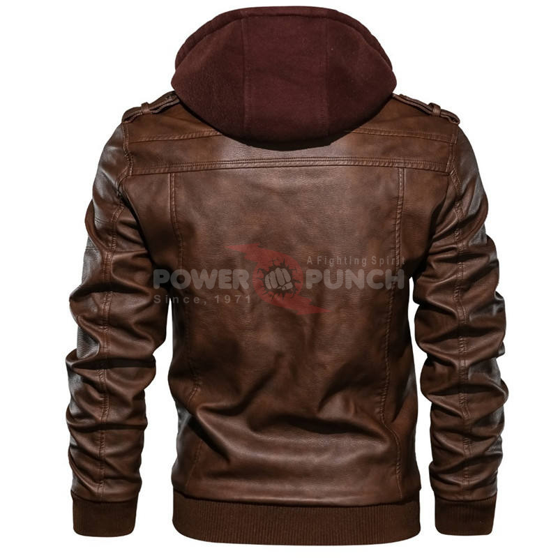 Power Punch Hot Sale Casual Fashion Men's Leather Jacket for Biker Distressed Angle 4