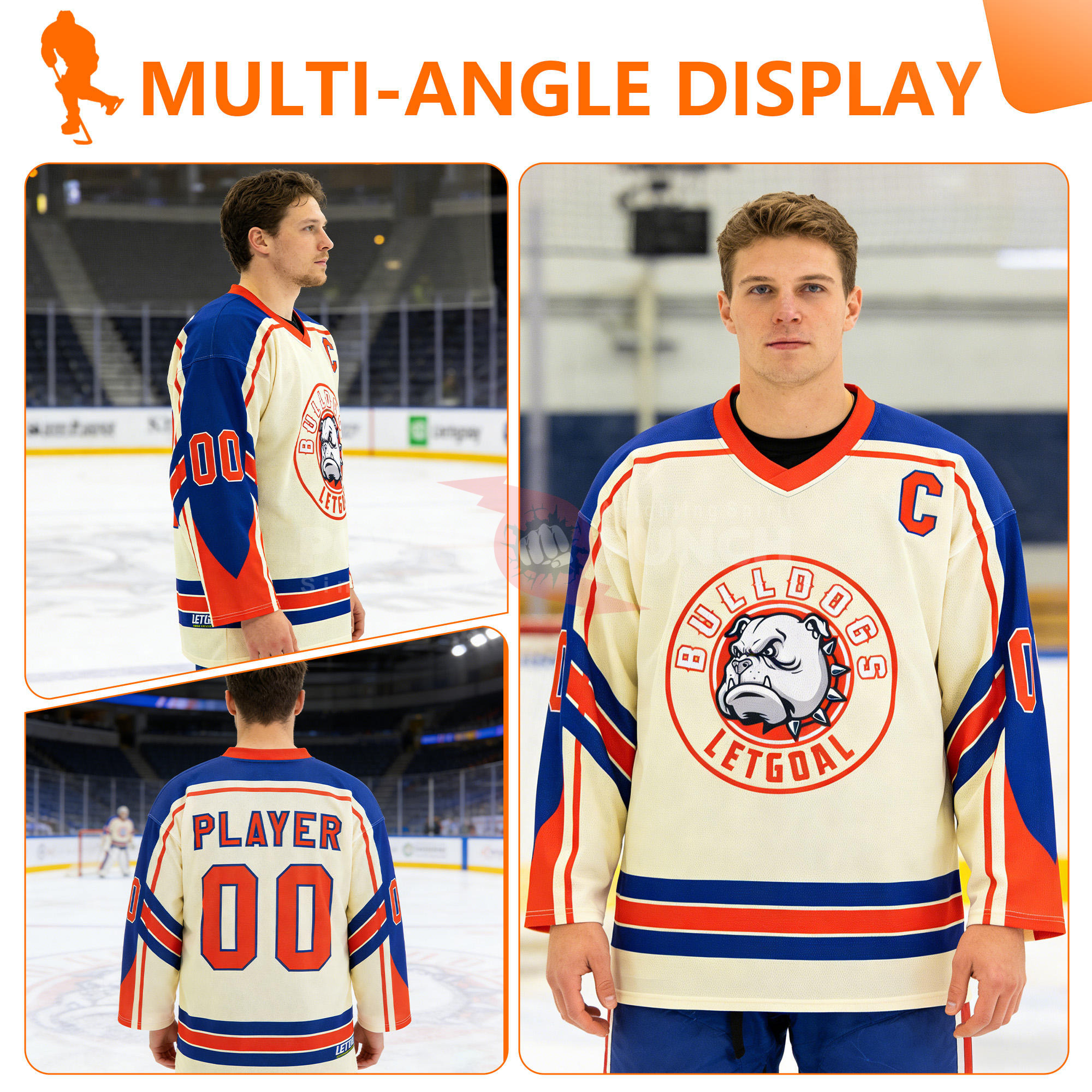 Power Punch OEM Sublimated Hockey Jerseys Custom Logo Ice Hockey Uniforms Ice Hockey Style Jers - Angle 3