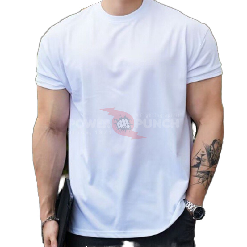 Power Punch Men x27 s Sporty Blank Casual Workout T-Shirt Quick Dry Breathable 100 Cotton Gym F