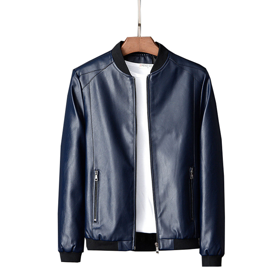Power Punch Men's Casual Plus Size Faux Leather Jacket for Men Zip-Up Slim Fit Angle 2