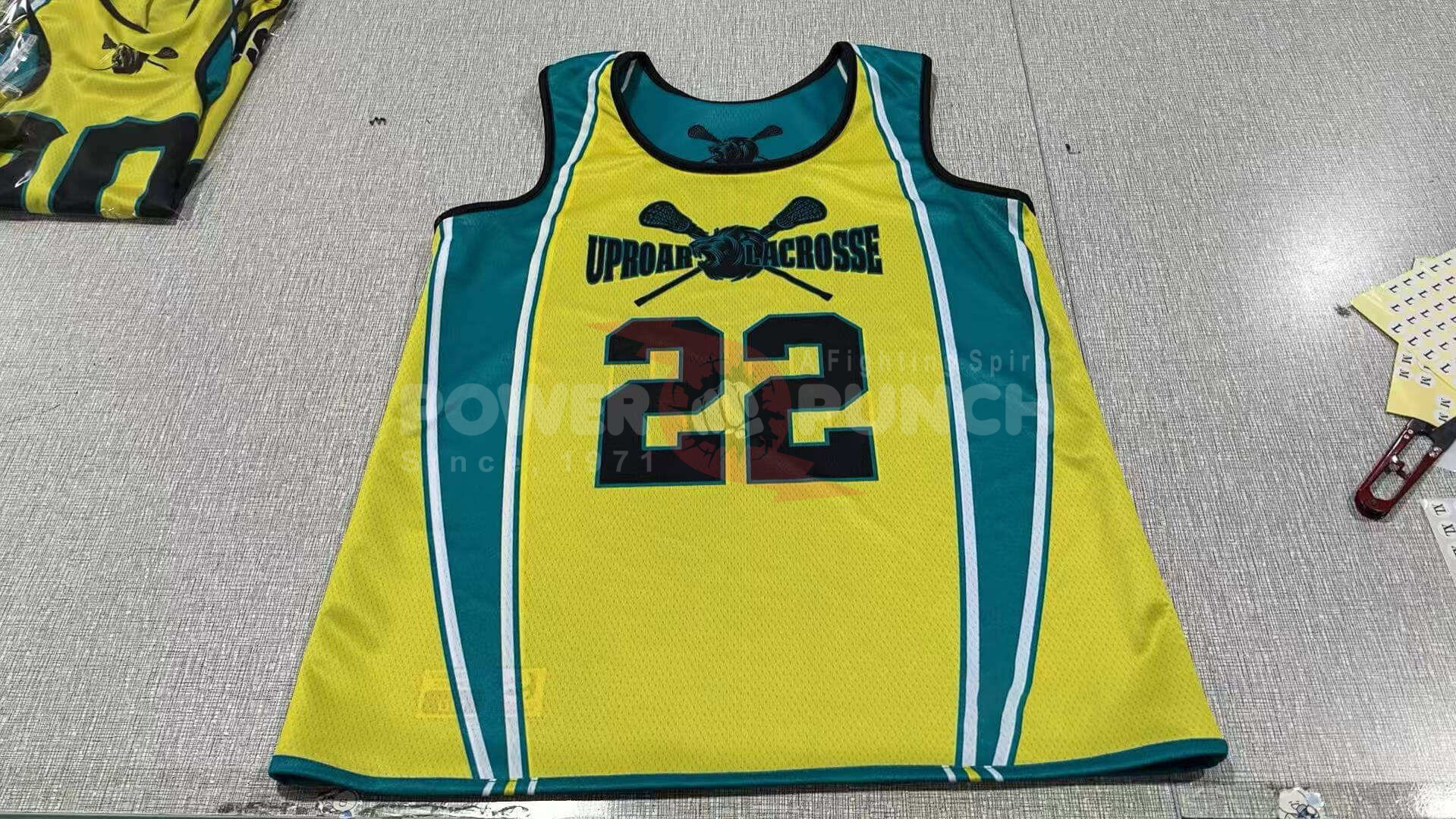 Power Punch Custom Reversible Lacrosse Game Jersey Womens Girls Lacrosse 1 Ply Reversible Tank  - Angle 2