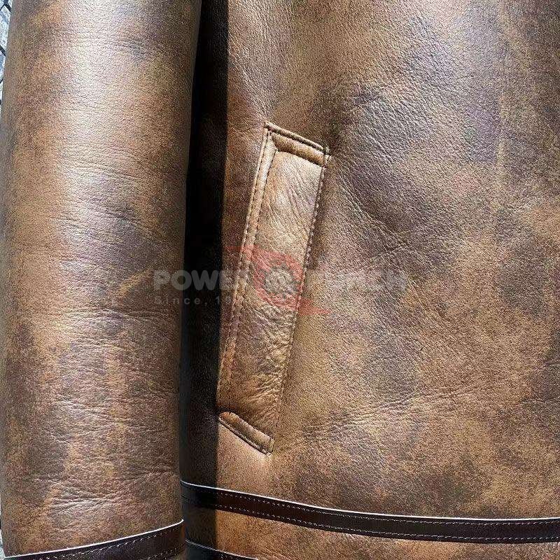 Power Punch Custom Vintage Pilot Shearling Leather Jacket Aviator Flight Winter Angle 3