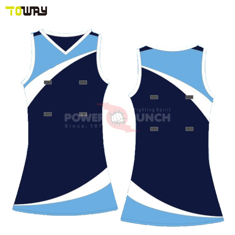 Power Punch Cheap A W Tennis Netball Dress Uniforms 100 Polyester Heat-Transfer Printed - Angle 3