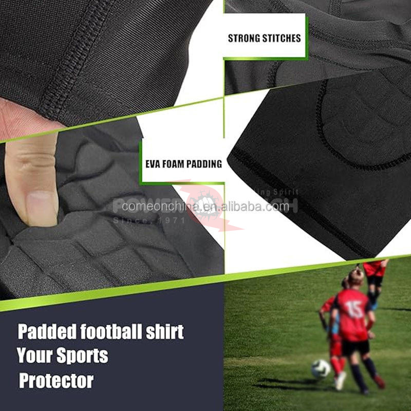 Power Punch Factory-Produced Polyester Padded Compression Shirt for Adults Teens Softball Footb - Angle 5