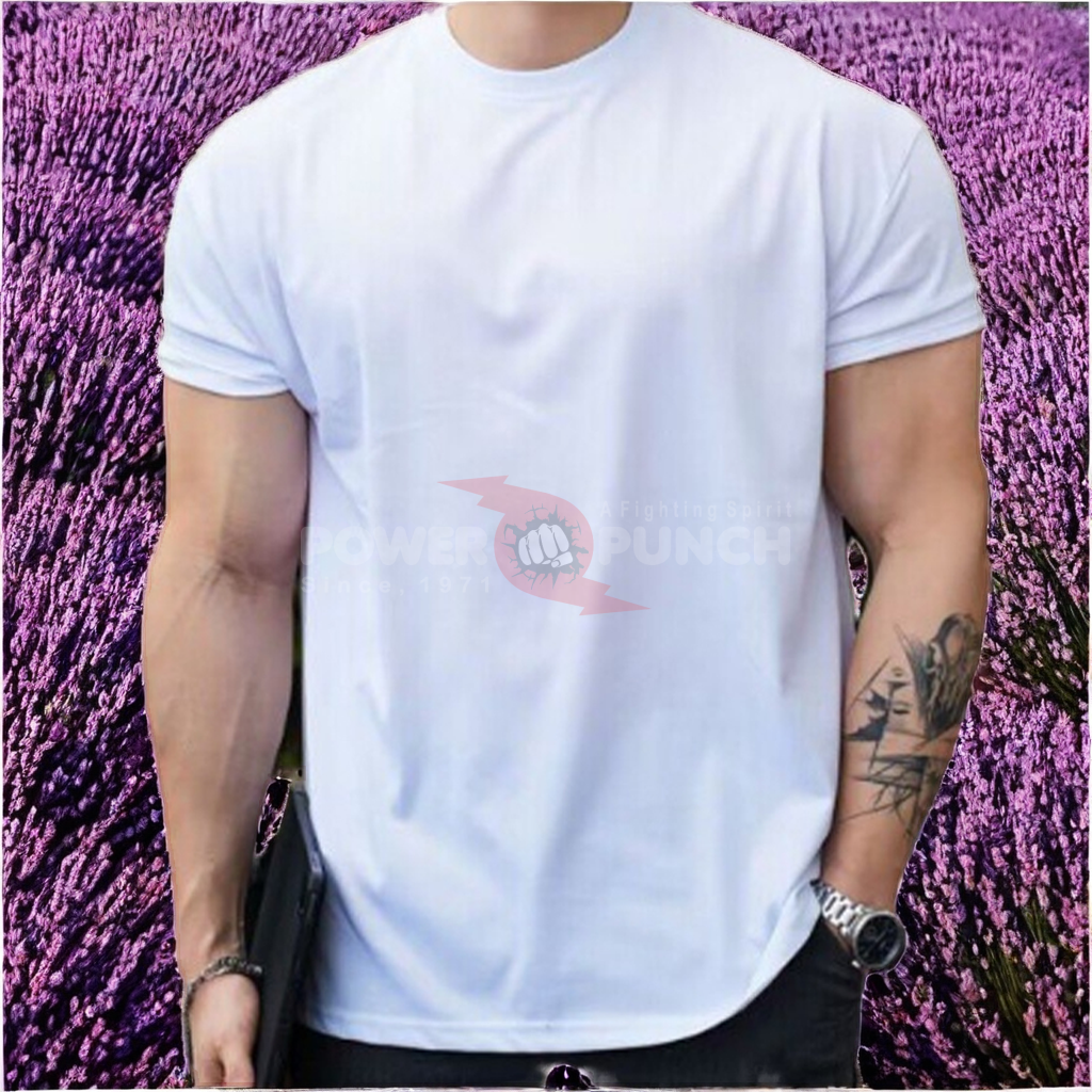 Power Punch Men x27 s Sporty Blank Casual Workout T-Shirt Quick Dry Breathable 100 Cotton Gym F - Angle 2