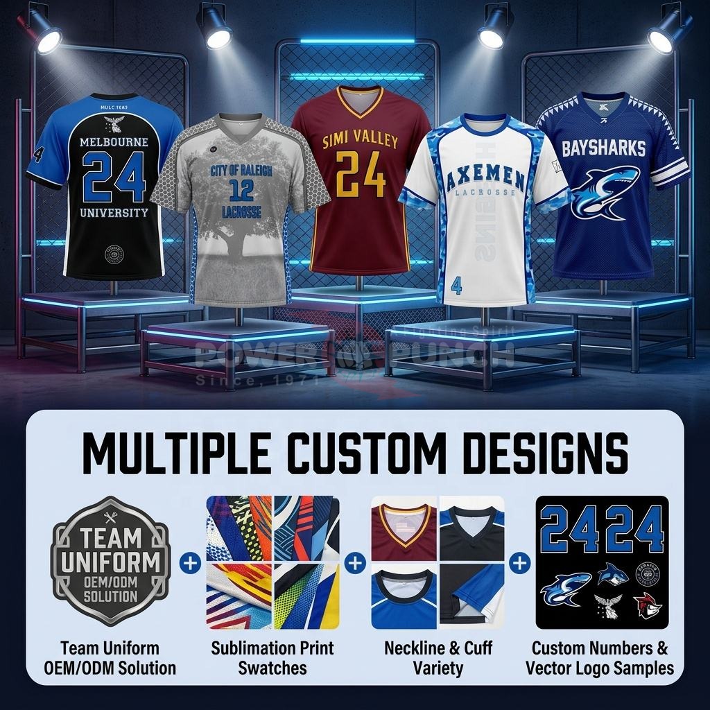 Power Punch Premium Quality Custom lacrosse Jersey in Low MOQ Sublimated Custom lacrosse Unifor - Angle 5