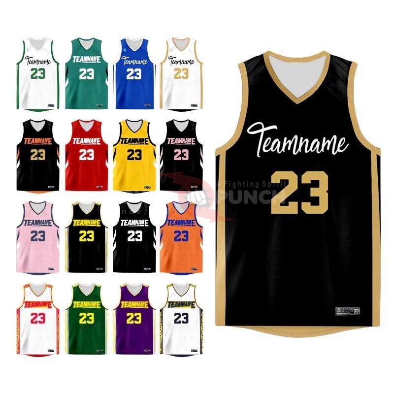 Power Punch Custom Wholesale Design Retro Sublimation Basketball Shirt Singlets Vests Kit Set M