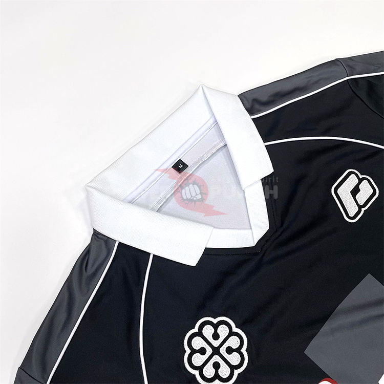 Power Punch Custom Football Shirts Polyester Black Trendy Striped Pattern Sublimation Classic R - Angle 4