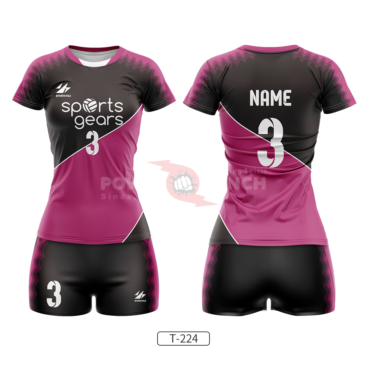 Power Punch Factory Supply Custom Volleyball Jersey Quick-Dry Polyester Volleyball Uniform Unis - Angle 3