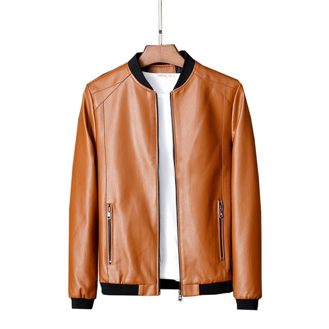 Power Punch Men's Casual Plus Size Faux Leather Jacket for Men Zip-Up Slim Fit Angle 3