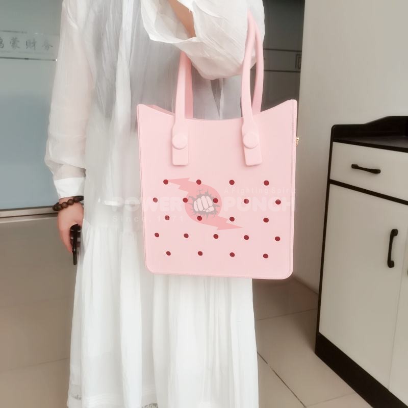Power Punch 2025 Trend Large Capacity Casual Tote Handbags Waterproof Rubber with DIY Angle 3