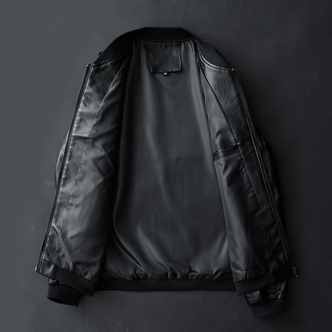 Power Punch Men's Casual Plus Size Faux Leather Jacket for Men Zip-Up Slim Fit Angle 5