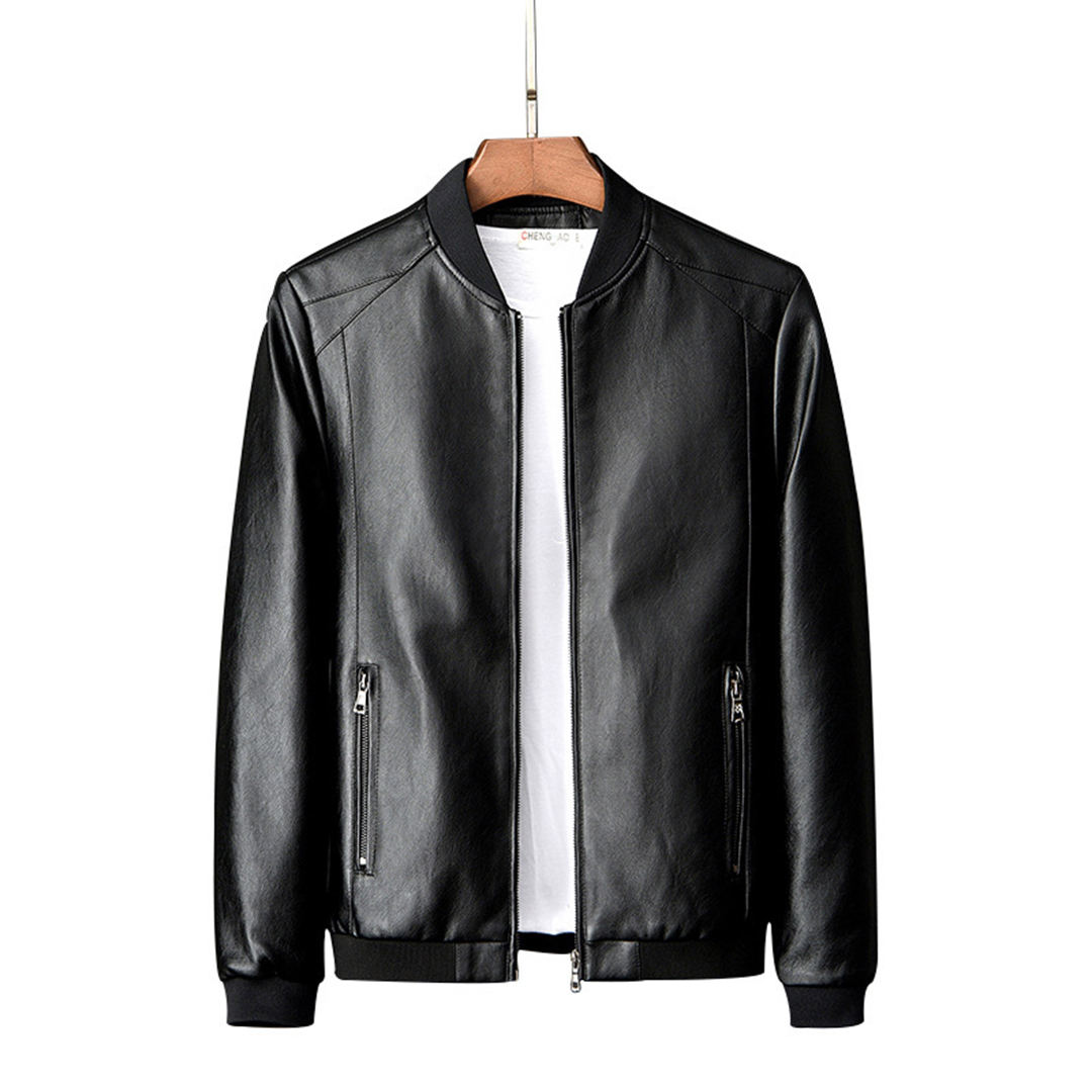 Power Punch Men's Casual Plus Size Faux Leather Jacket for Men Zip-Up Slim Fit