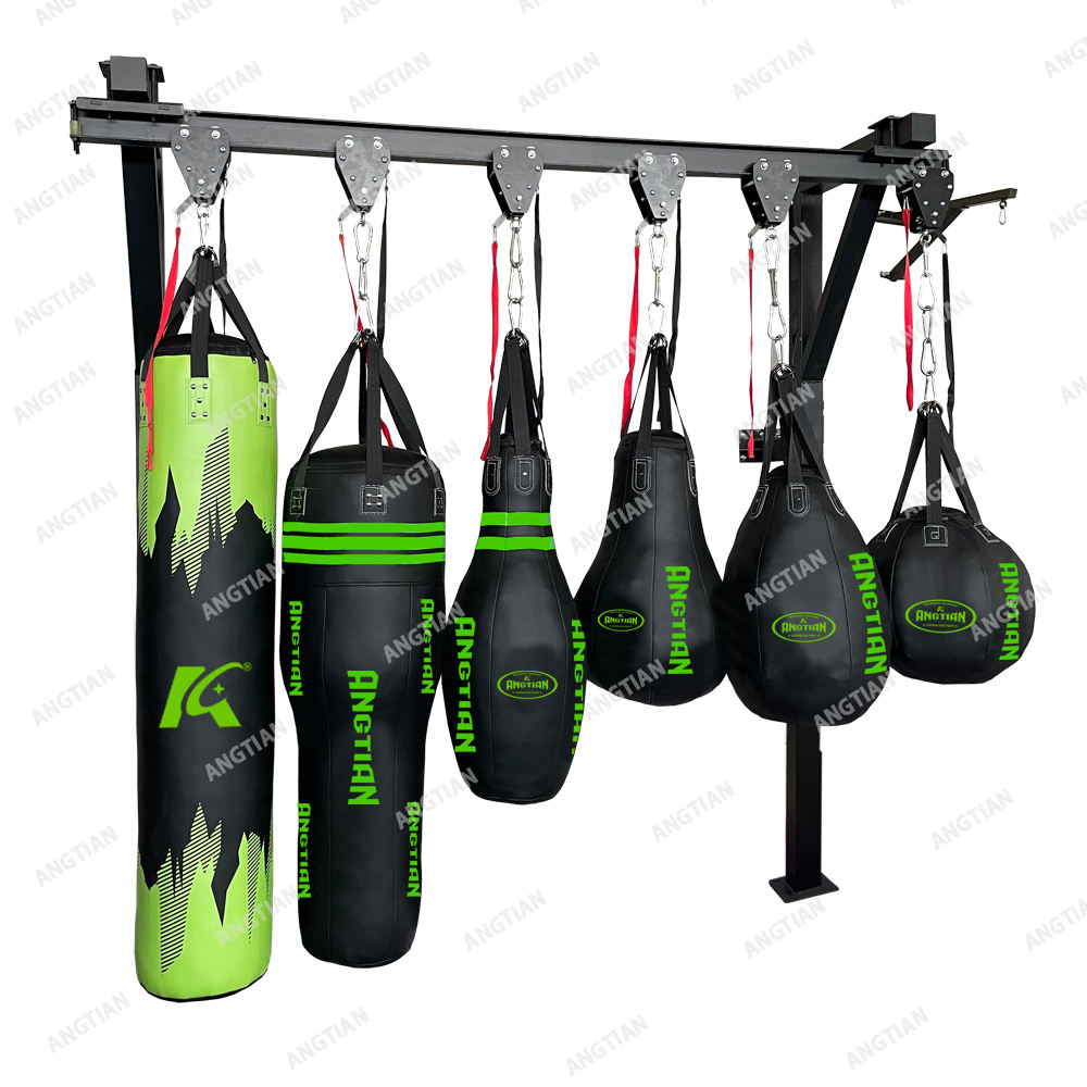 Power Punch Factory Oem Leather Uppercut Kickboxing Muay Thai Punch Bag / Matt Black Angle 3