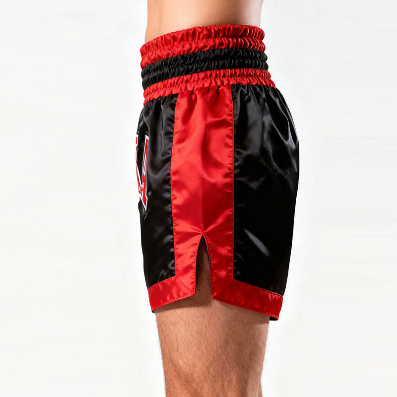 Power Punch Classic Striped Hem Poly-Satin Professional Boxing Trunks Angle 4