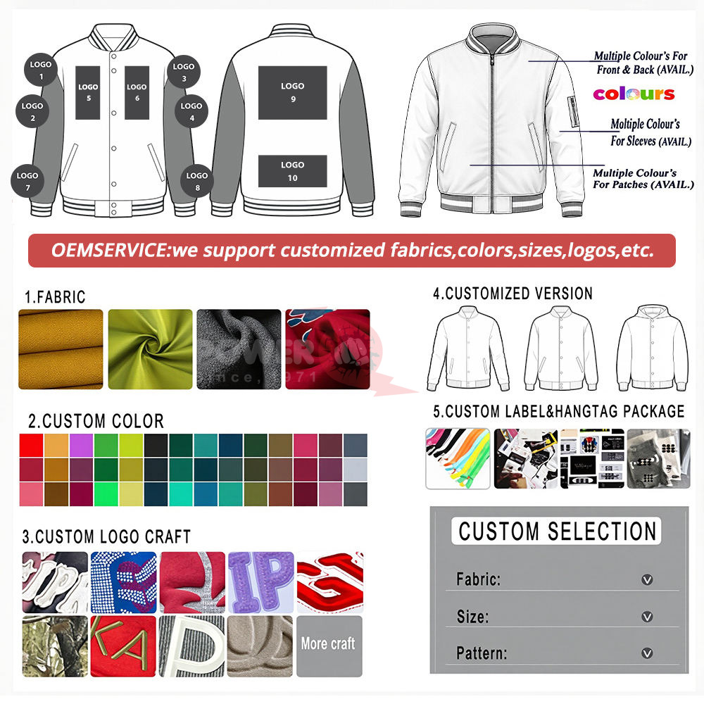 Power Punch 2026 New Style Personalized Bomber Varsity Men's Jacket Custom Angle 2