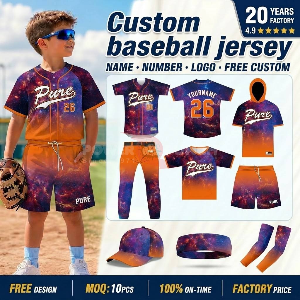 Power Punch OEM Baseball Jersey Custom Team Gradient Color Sportswear Wholesale Custom Baseball