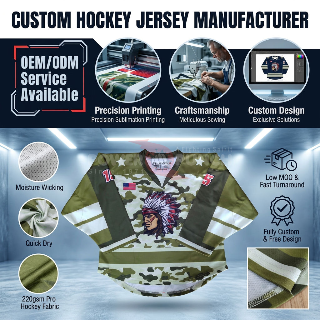 Power Punch Premium Quality Custom Sublimated Hockey Jersey Design Your Own Any Color Logo Low - Angle 2