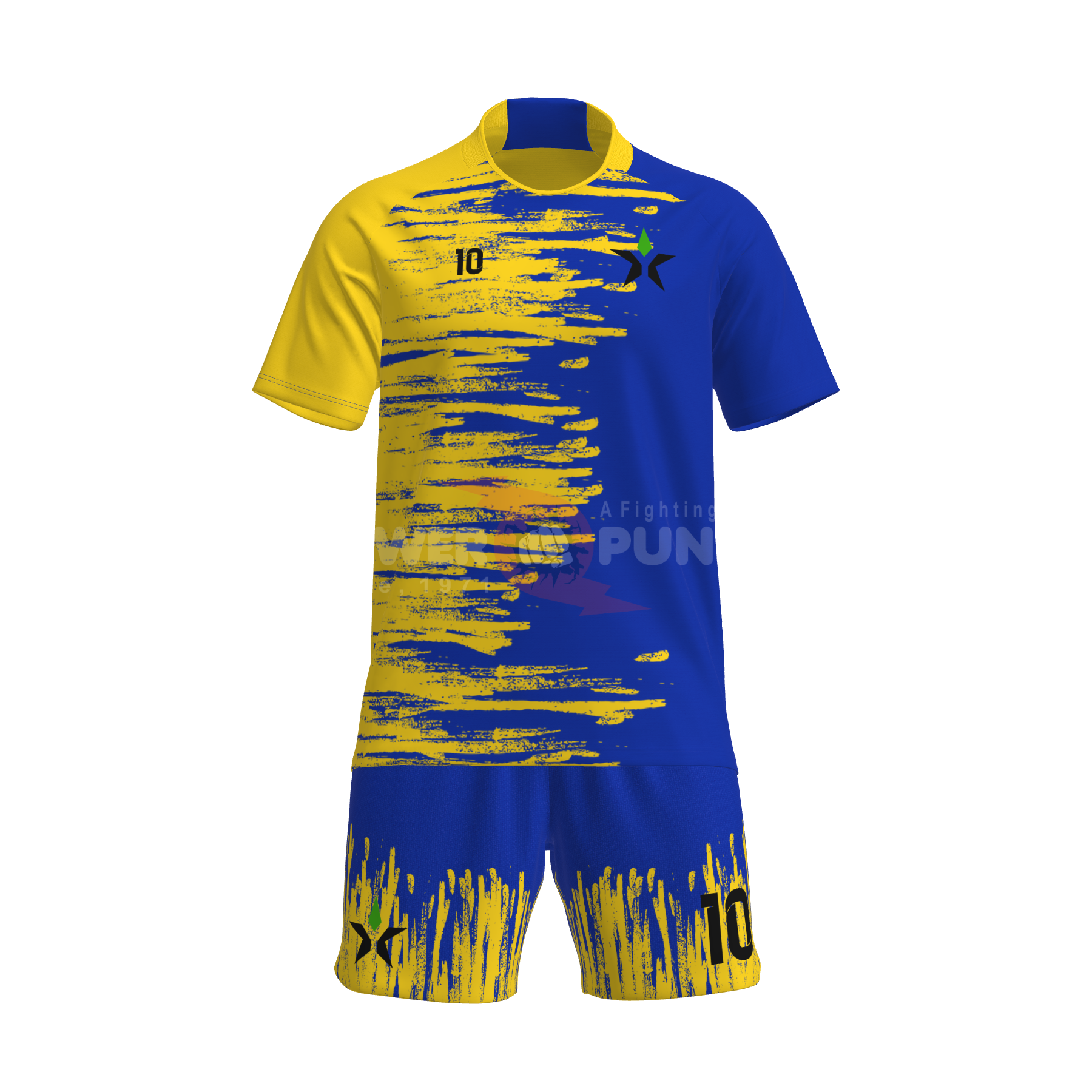Power Punch Sublimated Football Jersey With Graphic Print Elastic Waist Short Breathable Team U - Angle 2