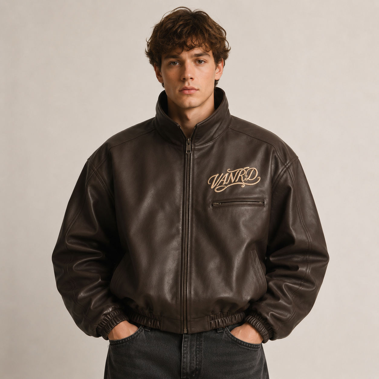 Power Punch Custom Chenille Embroidery Logo Manufacturer Faux Leather Winter Letter Angle 2