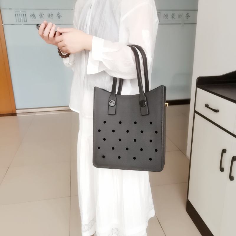 Power Punch 2025 Trend Large Capacity Casual Tote Handbags Waterproof Rubber with DIY Angle 2