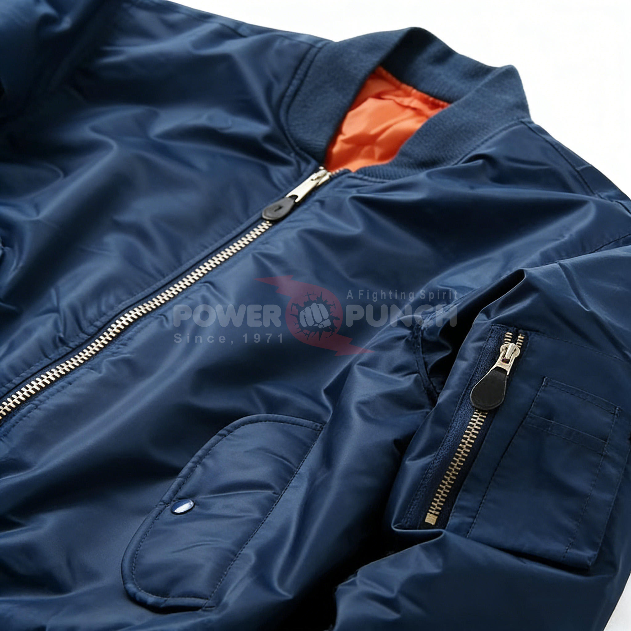 Power Punch Custom Logo Winter Thick Men's Bomber Jacket Pilot Coats Retro MA-1 Angle 3