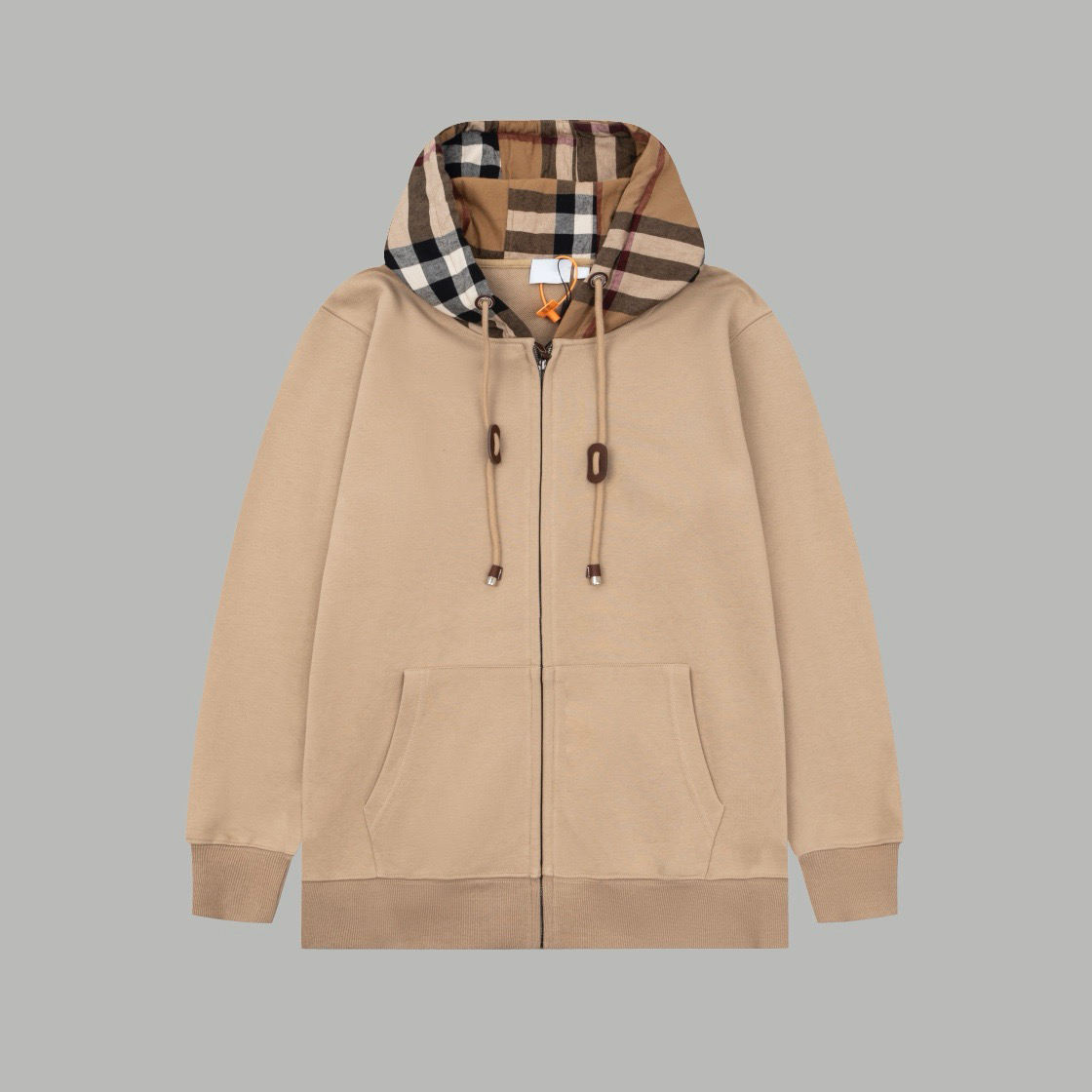 Power Punch Luxury Designer Style Casual Khaki Check-pattern Hooded Bur Berry Vintage