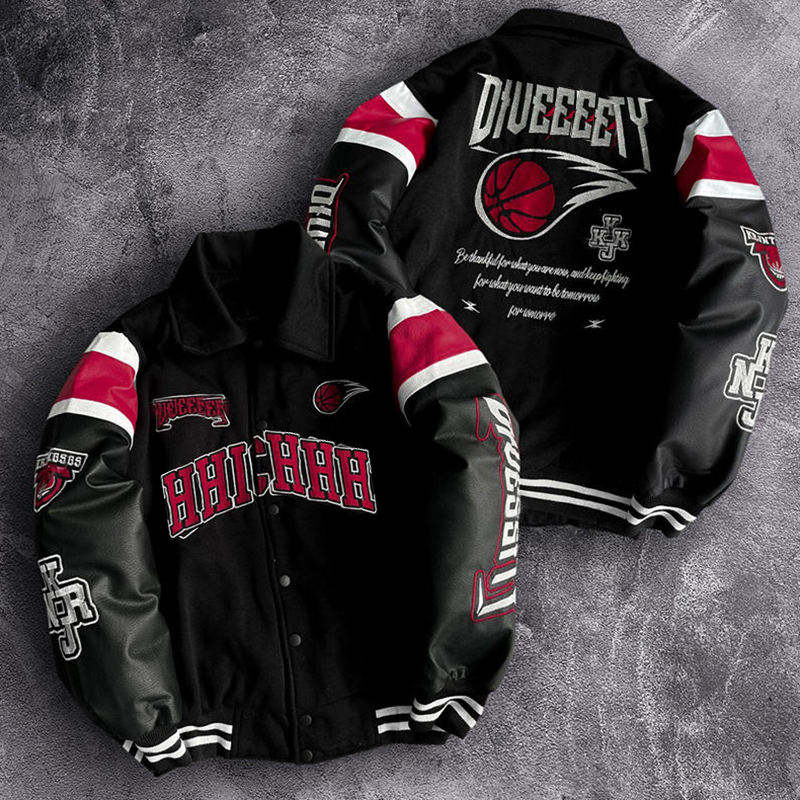 Power Punch Vintage Streetwear Winter Blank & Custom Patchwork Varsity Letterman Jacket Angle 4