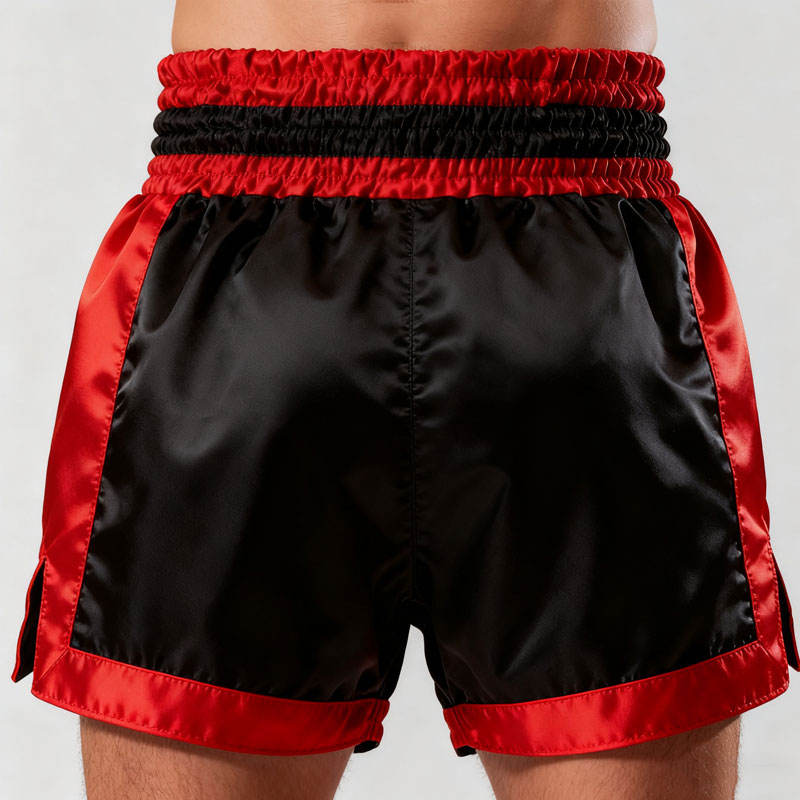 Power Punch Classic Striped Hem Poly-Satin Professional Boxing Trunks Angle 2