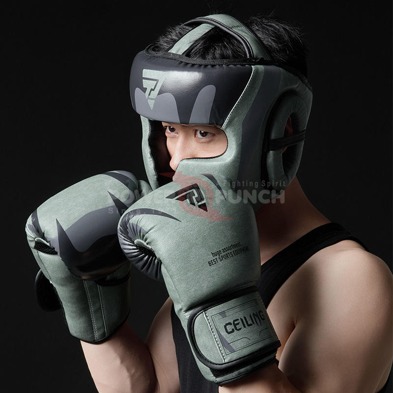 Power Punch Custom LOGO MMA Boxing Training Equipment Boxing Head Guard 12oz Gloves Angle 4