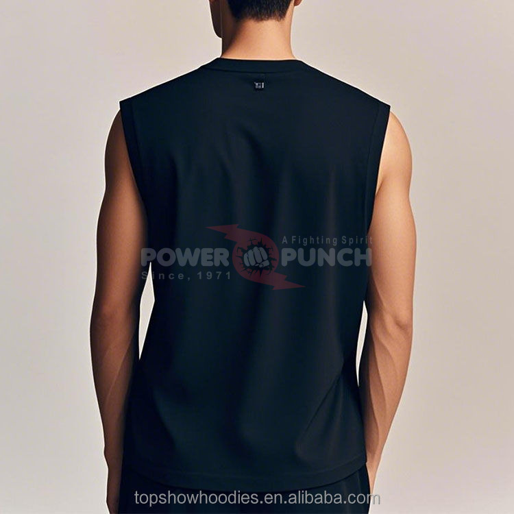 Power Punch OEM Custom Sports Training Vest Bodybuilding Muscle Fitness Stringer Sleeveless t S - Angle 2