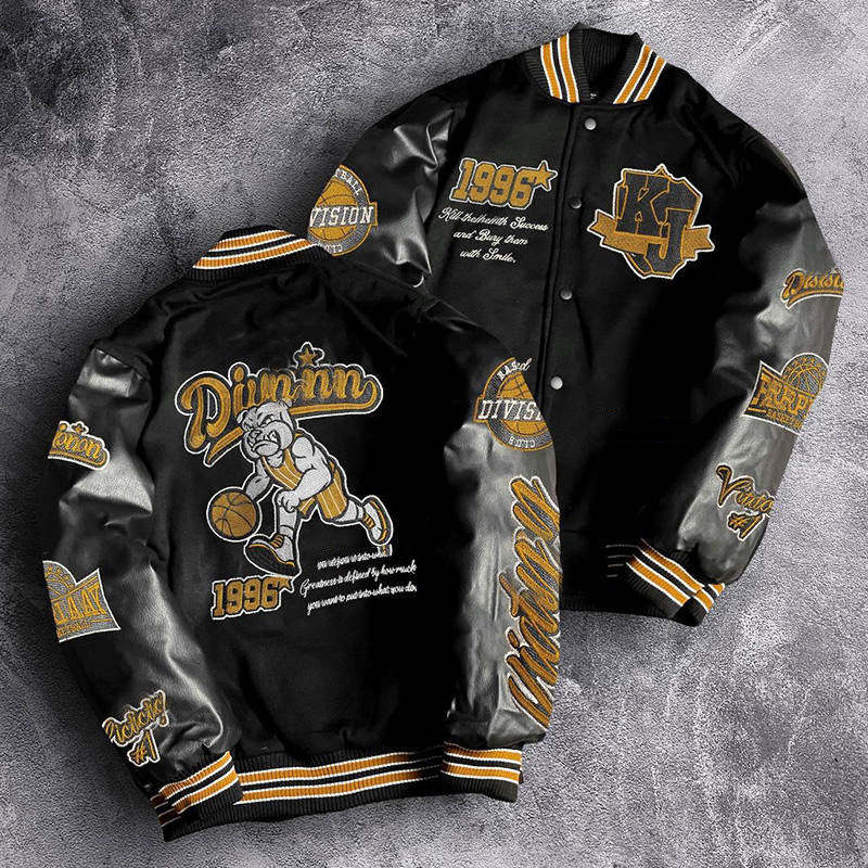 Power Punch Vintage Streetwear Winter Blank & Custom Patchwork Varsity Letterman Jacket Angle 3