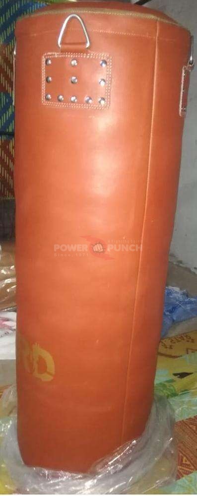 Power Punch Boxing Heavy Dummy Brown Leather PU Filled Eco-Friendly Punching Bag Angle 3
