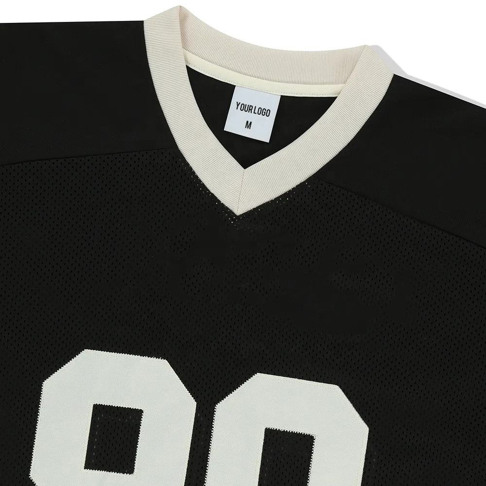 Power Punch Custom Logo Mesh Ice Hockey Jersey Men Black Long Sleeve Oversized Printed Name Num - Angle 5