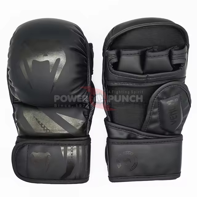 Power Punch Black Tiger Muay Thai Fighting Gloves for MMA Boxing Sanda Sports Leather Angle 3