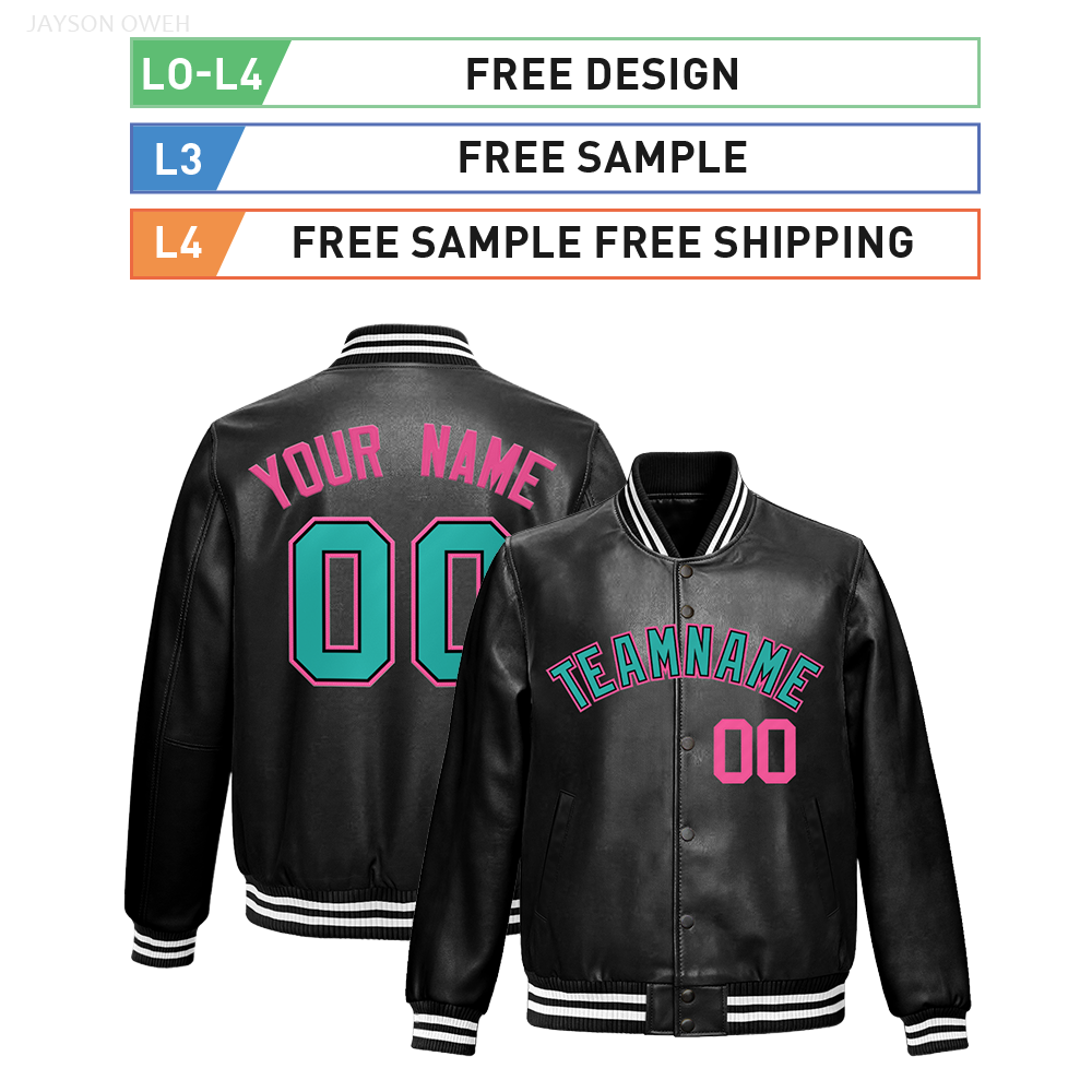 Power Punch High Quality OEM Full Leather Blank Varsity Jacket Plus Size Customizable Angle 3