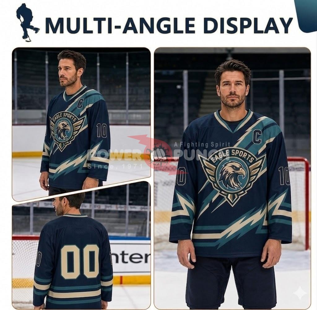 Power Punch Best Selling High Quality Breathable Adult Ice Hockey Jersey with Custom Sublimatio - Angle 2