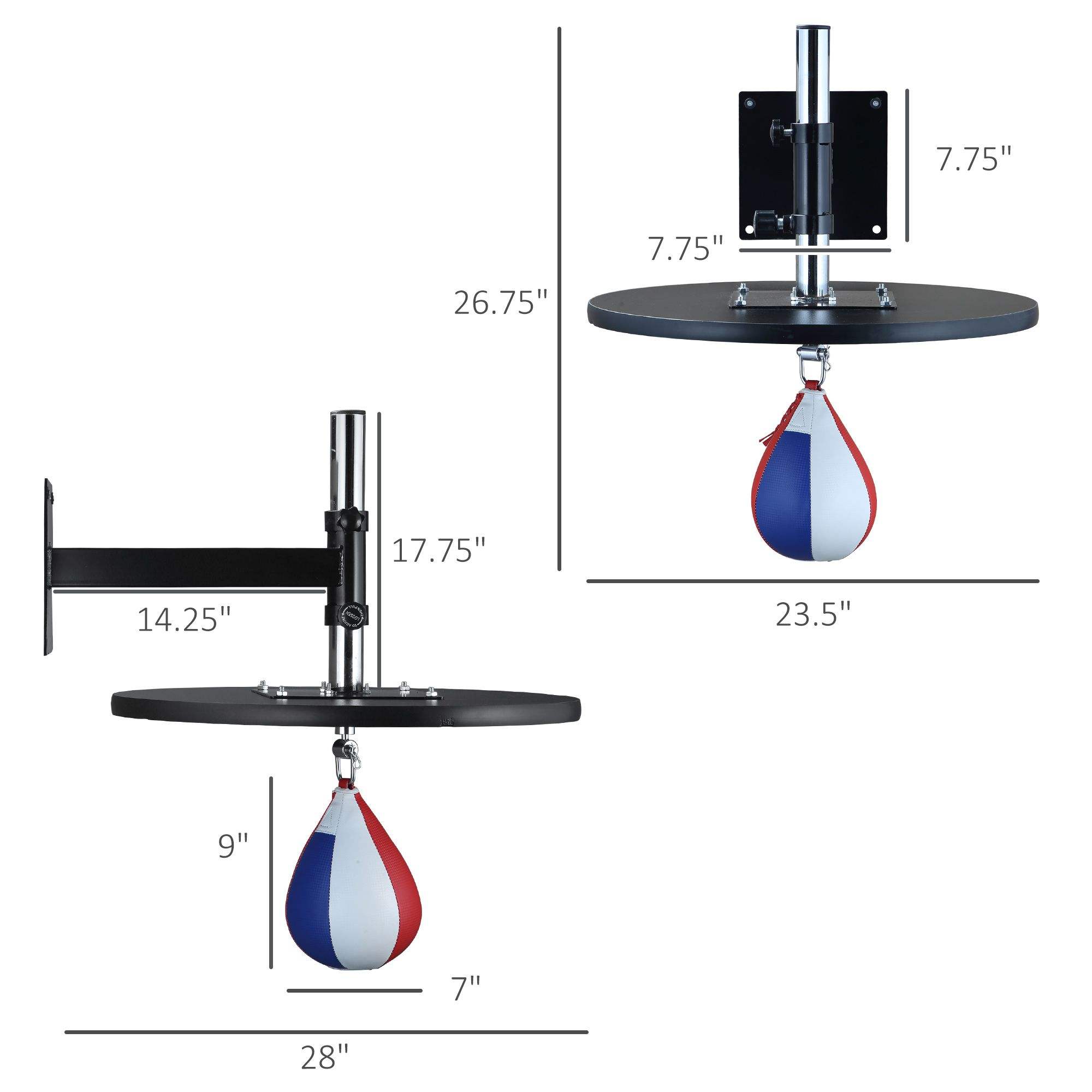 Power Punch Adjustable Wall-Mounted Speed Bag Platform for Boxing &amp; MMA Angle 2
