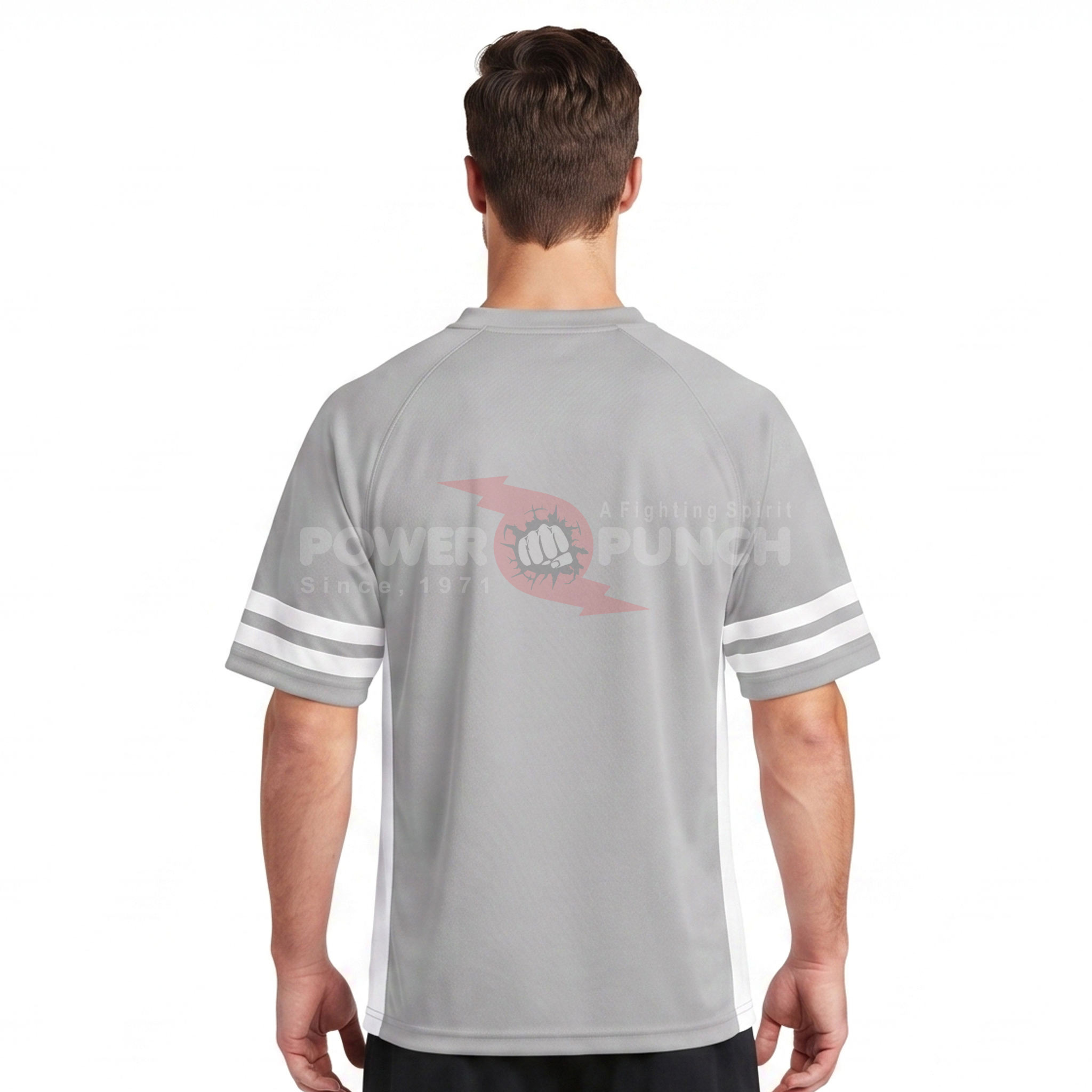 Power Punch Men x27 s Drop Shoulder Printed Breathable Mesh Lacrosse Jersey V-Neck Short Sleeve - Angle 2