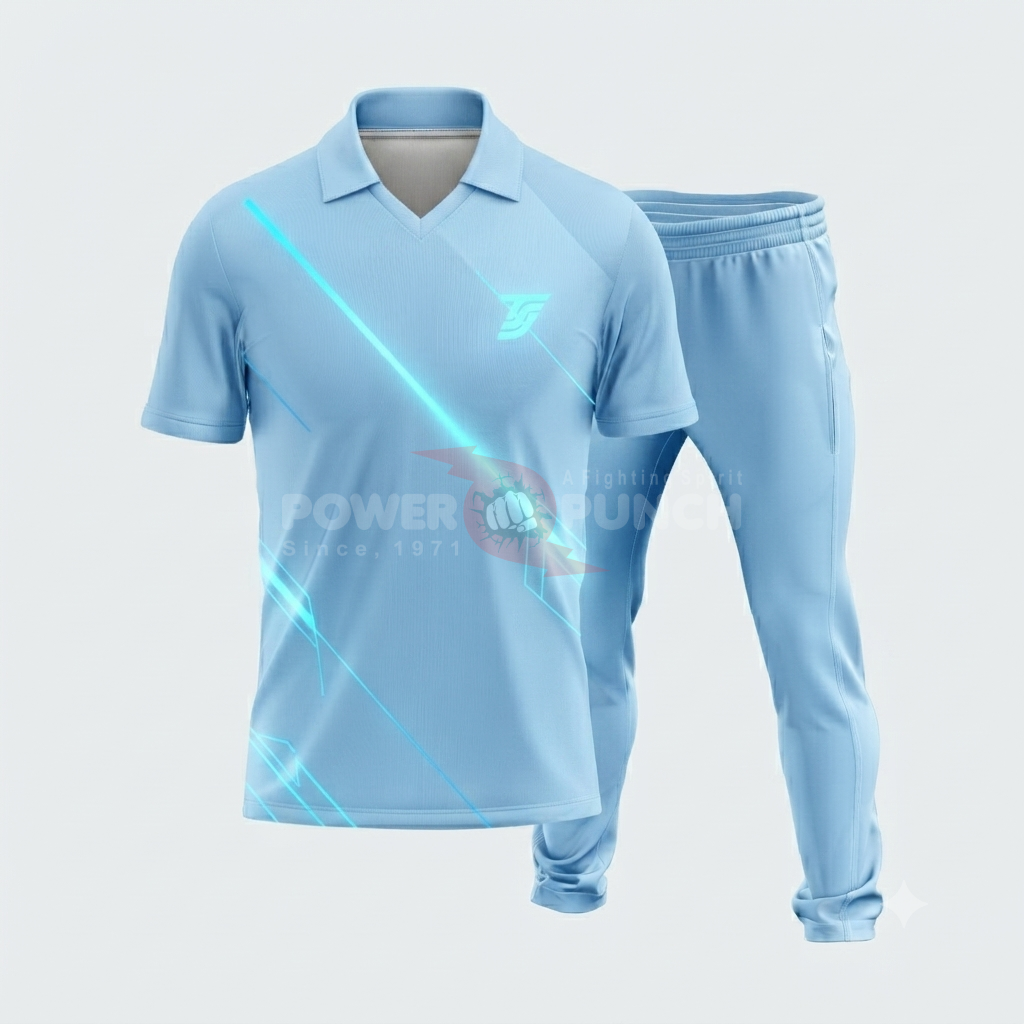 Power Punch Cricket Jersey and Trouser Uniform with Short Sleeve Elastic Waist Customizable Opt